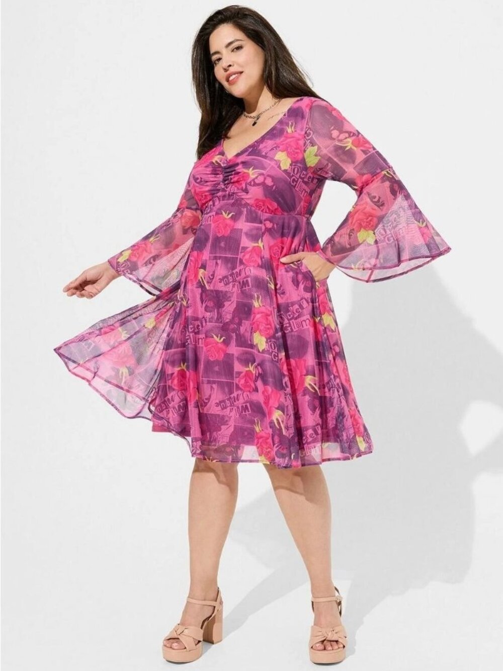 Torrid Betsey Johnson Pink Mini Bell Sleeve Dress Plus Size 3/3X NWT